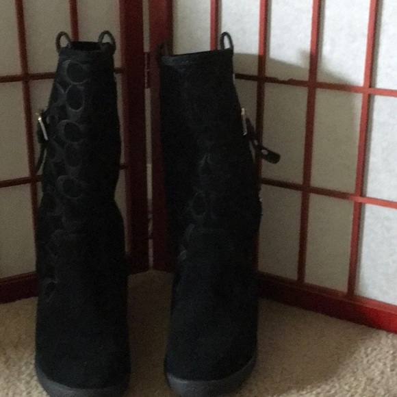 Coach Boots Signature / Black Suede/ size 7 - Picture 2 of 4